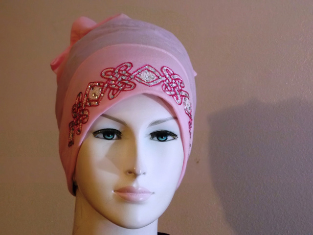 Pink Beaded Hijab underscarf 46